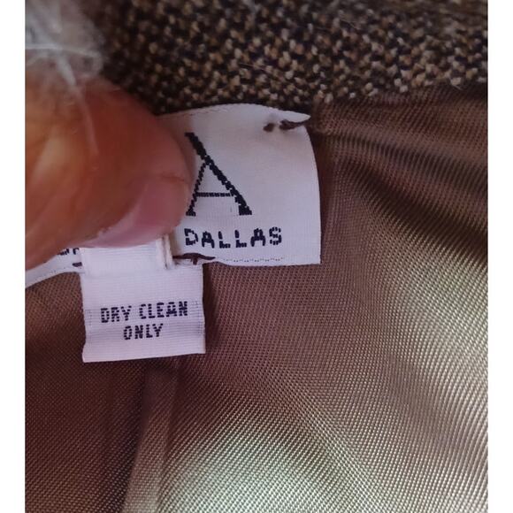 VTG 60s/70s Becca Wool Tweed Jacket Large Brown Coat with Fur Collar - Picture 7 of 9